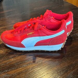 Puma Red Easy Rider Sneakers with White Stripe